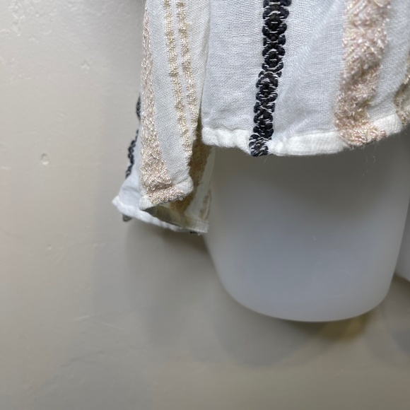 Ada Kamara | Criss Cross Embroidered Striped Textured Knit Peplum Boho Blouse - Picture 8 of 13